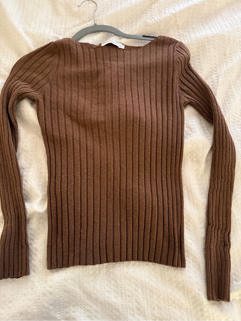 Mango Ribbed Long-Sleeve Sweater - Brown